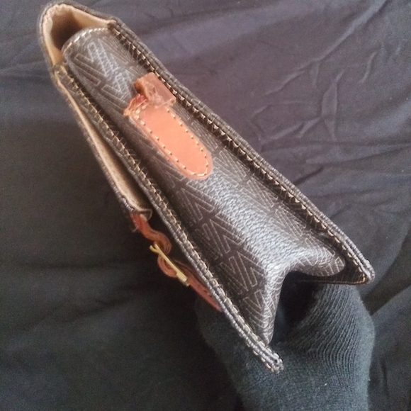 MARIO VALENTINO brown leather vintage 2 way 3way shoulder bag crossbody clutch - Picture 3 of 12